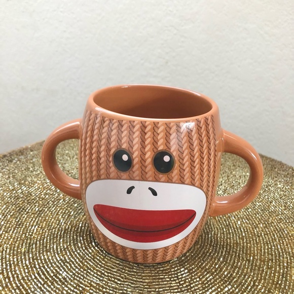 Sock Monkey Mug Double Handled Coffee - Picture 2 of 7